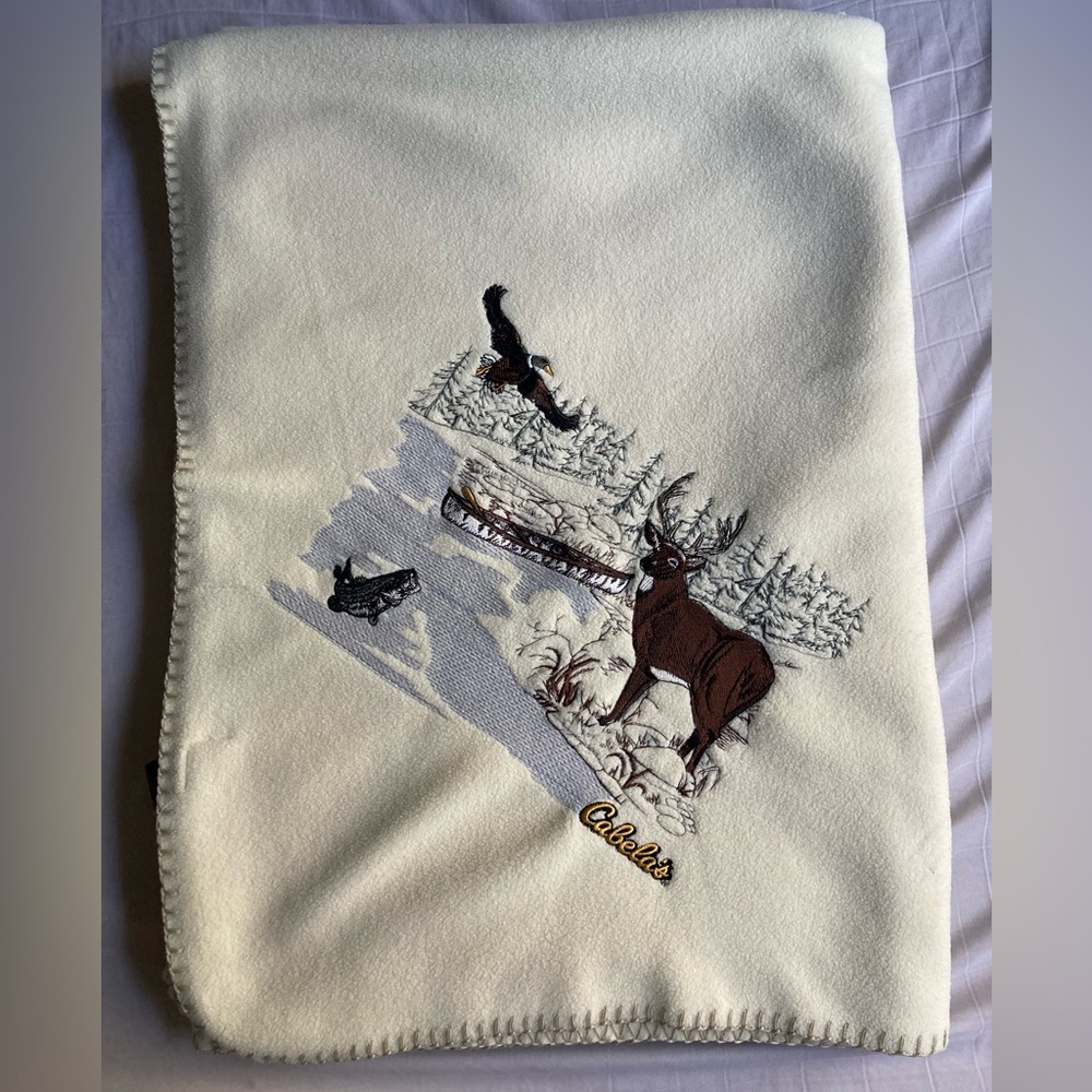 Cabela's Woodland Trail Throw Blanket 40" x
60" Embroidered Deer Blanket